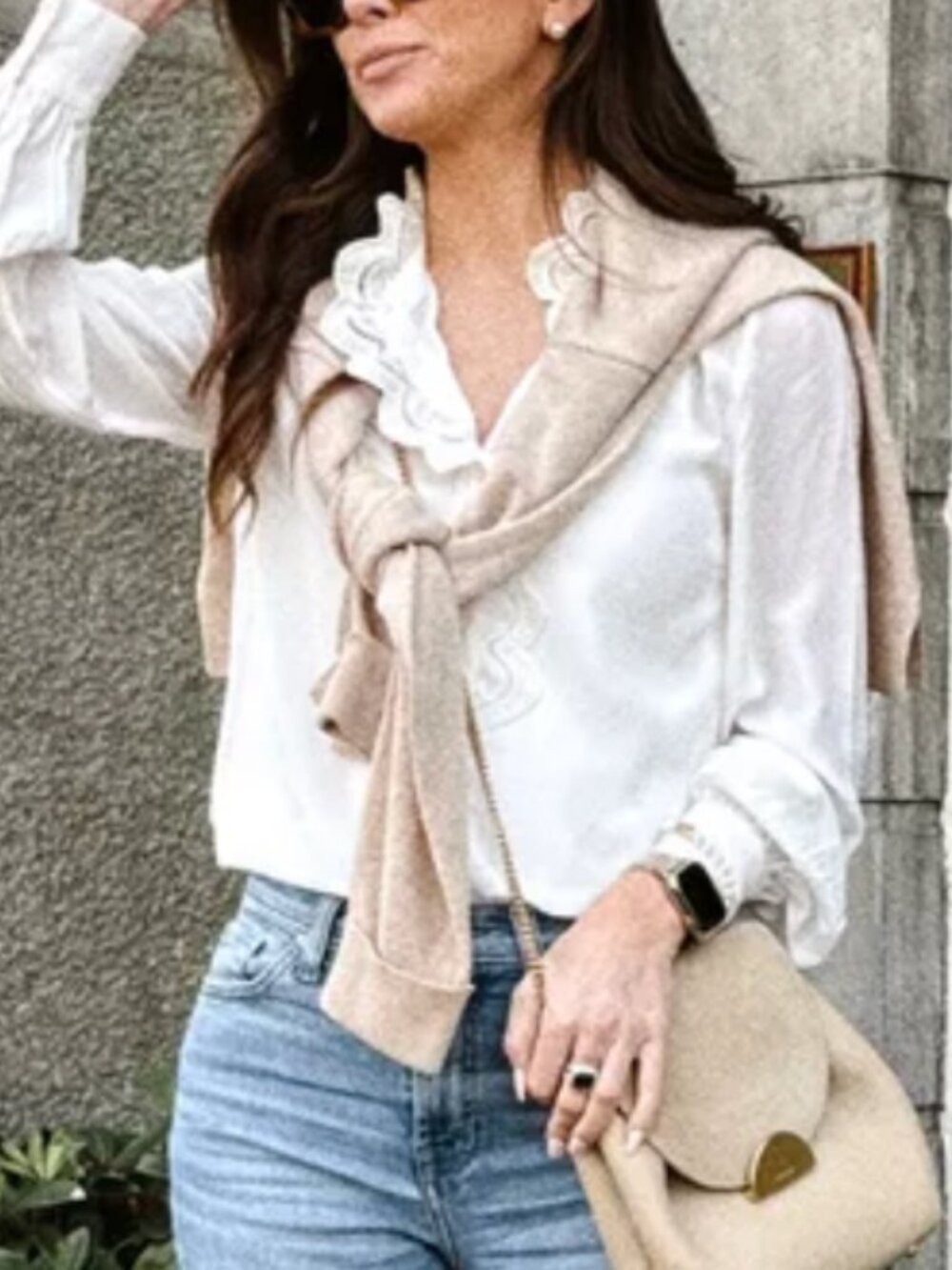 Sezane Chlo Silk Shirt Blouse FR38/US6 Ecru Ivory French Classic Causal - Picture 5 of 12